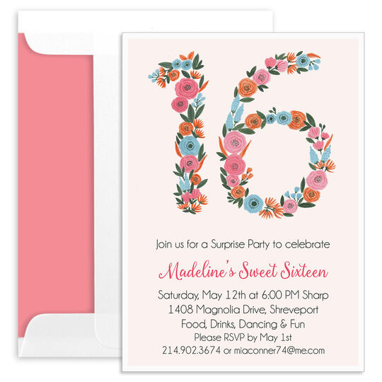 Floral Sixteen Invitations